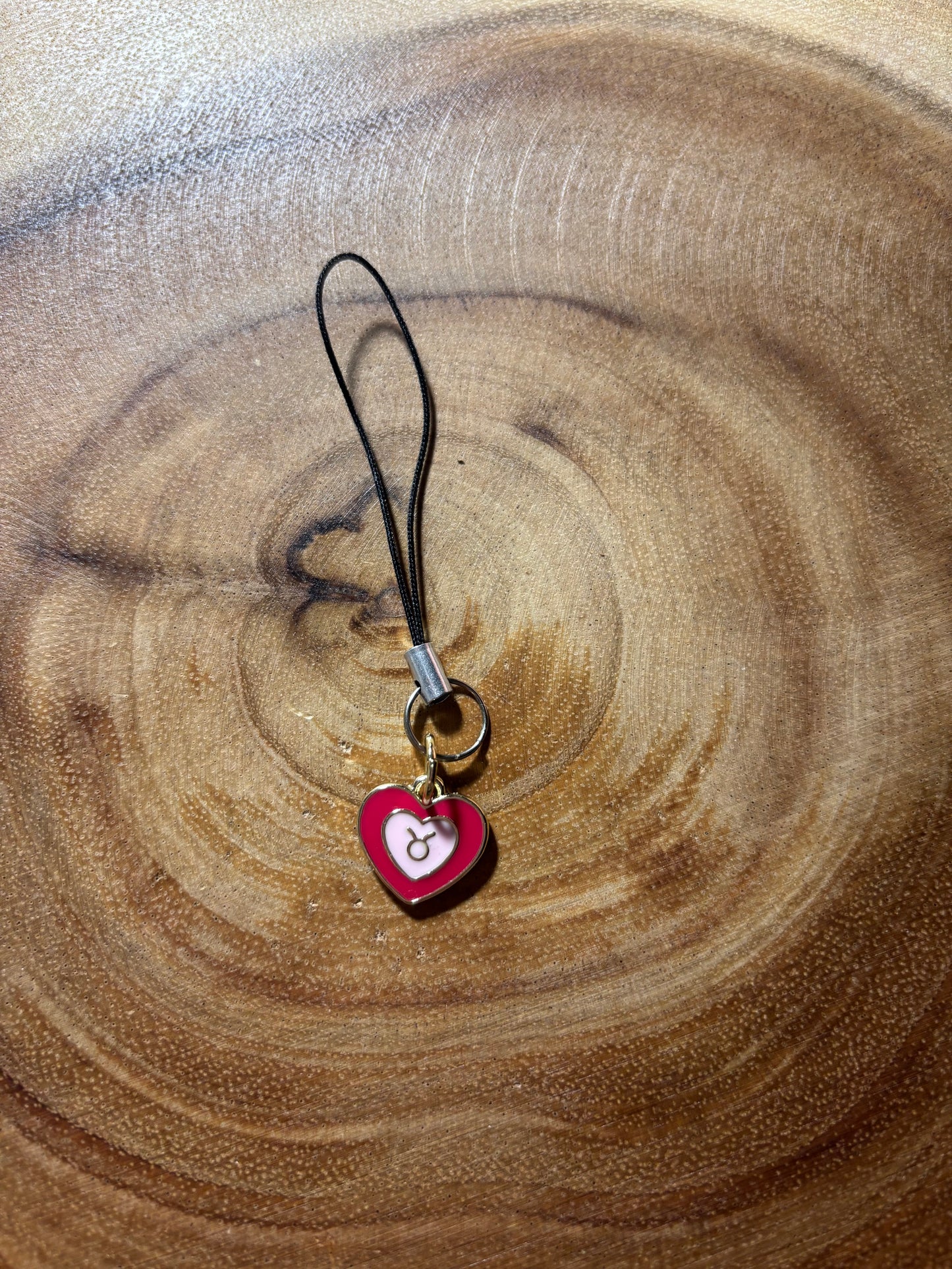 Taurus Zodiac Heart Phone Charm