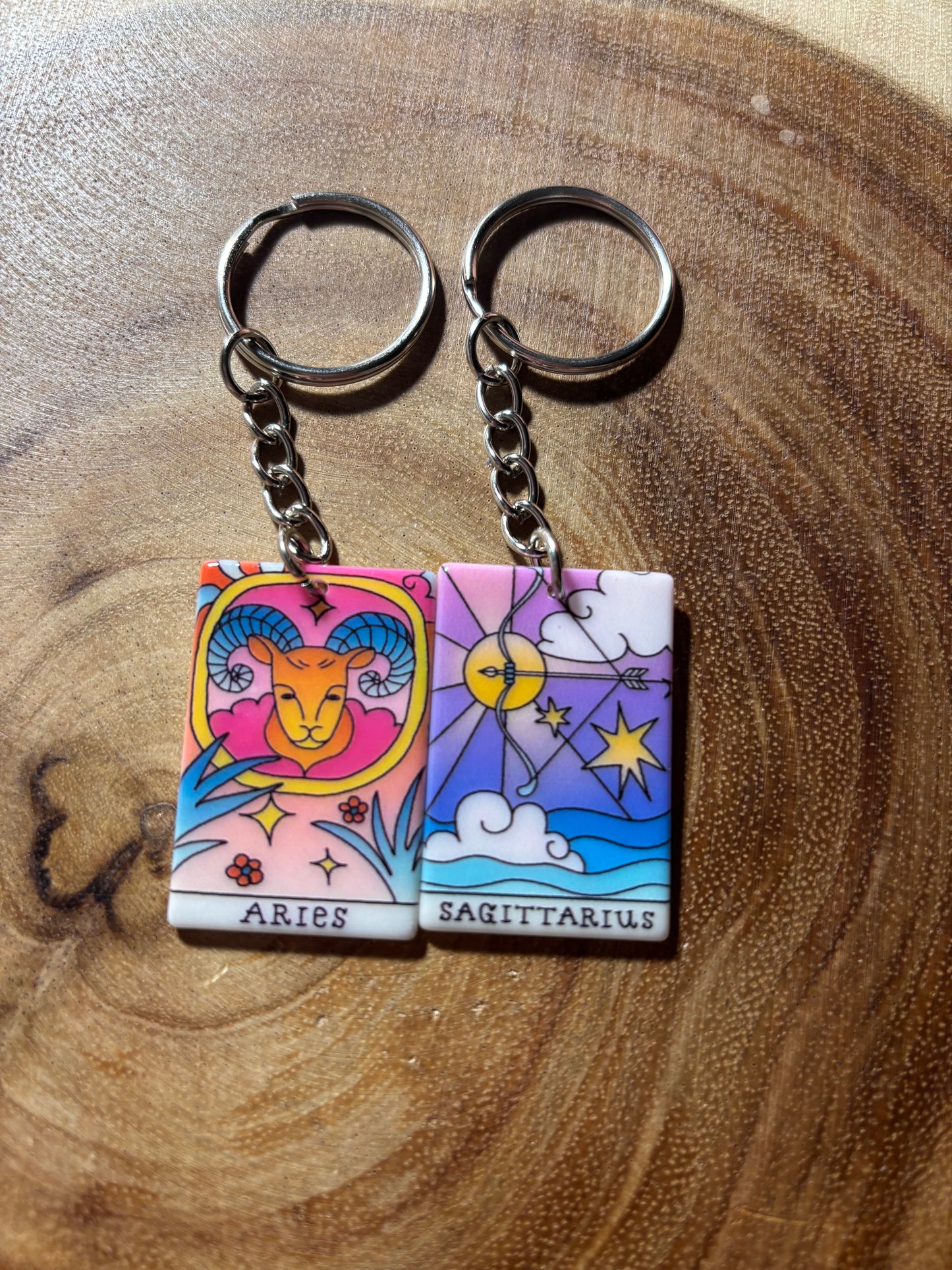 Zodiac Tarot Card Keychains