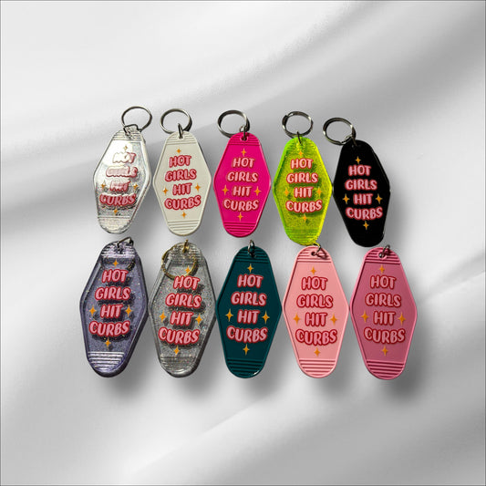 Hot Girls Hit Curbs Keychain