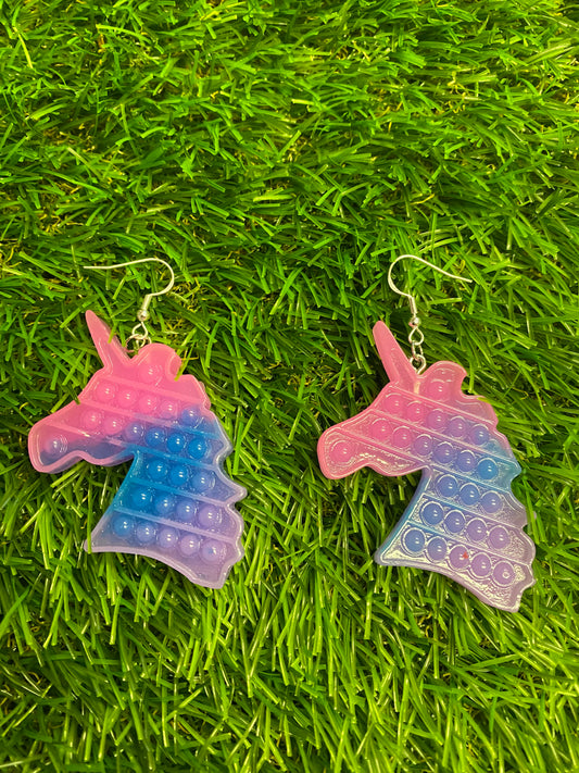 Unicorn Fidget Earrings/Pop It Earrings/Mythical Earrings