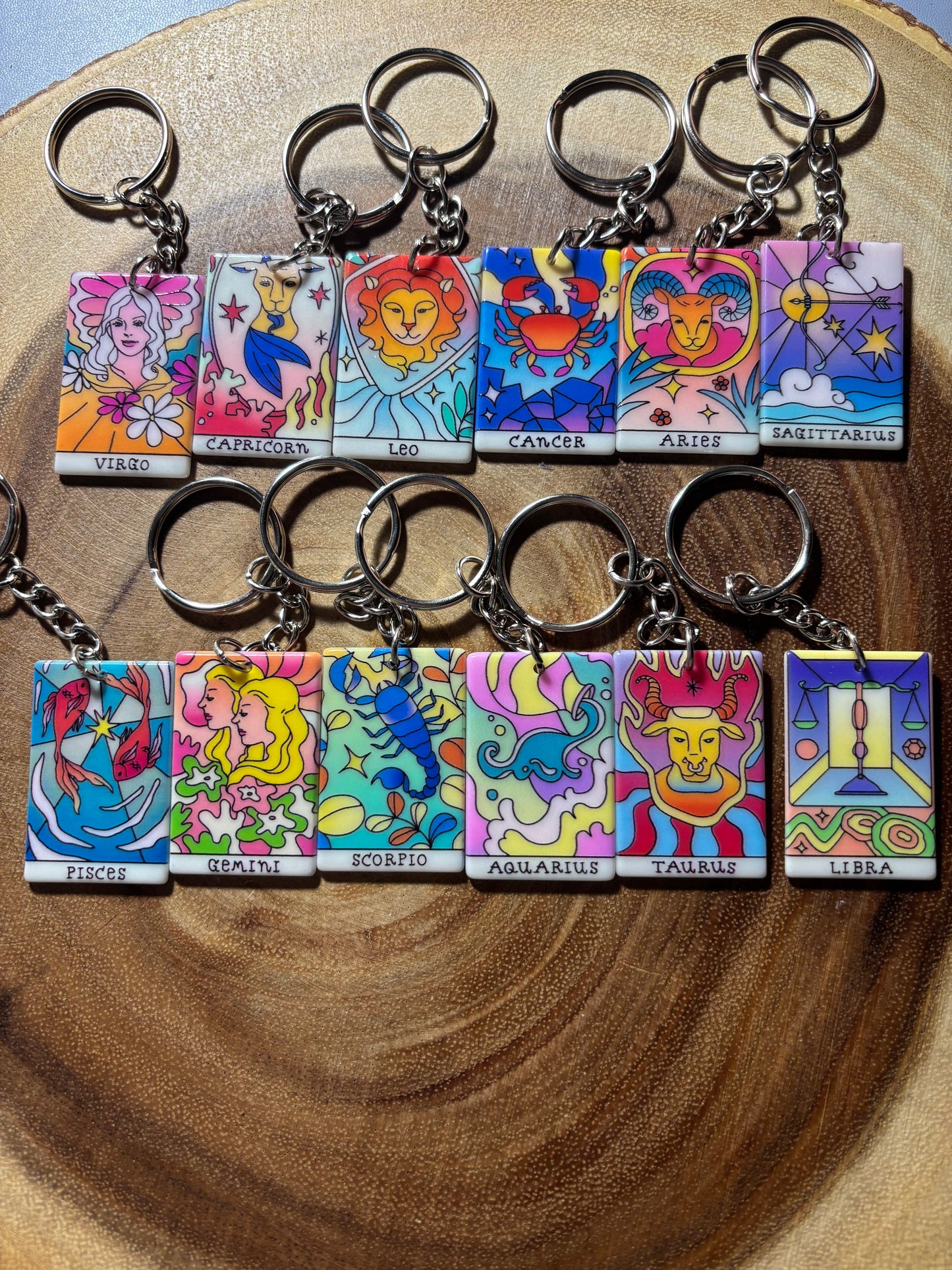 Zodiac Tarot Card Keychains