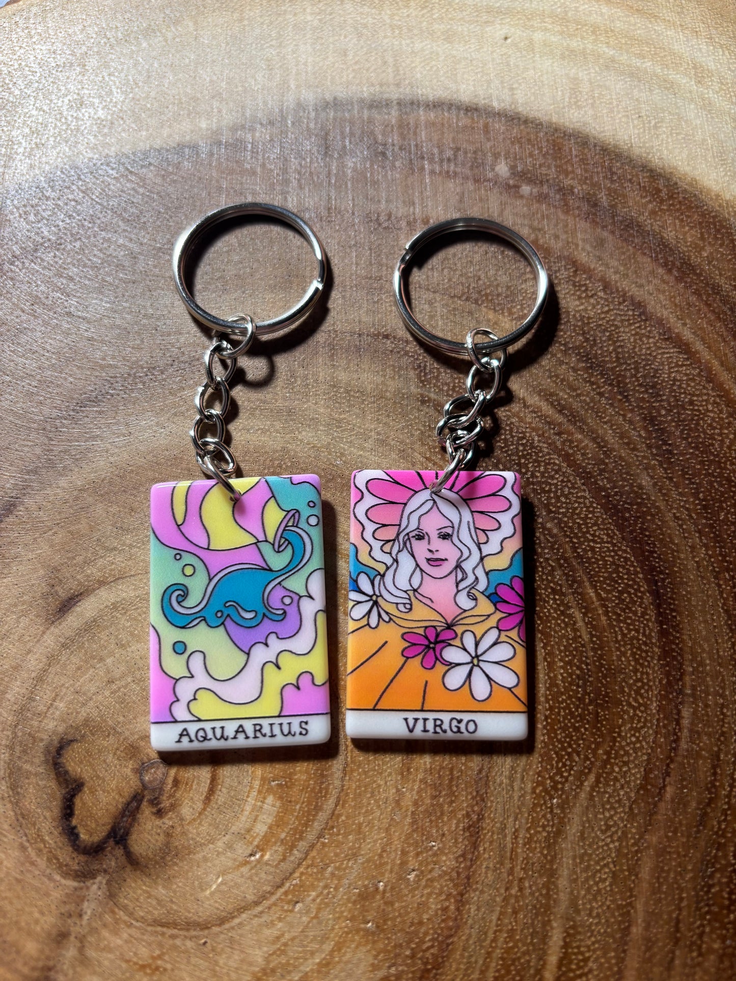 Zodiac Tarot Card Keychains