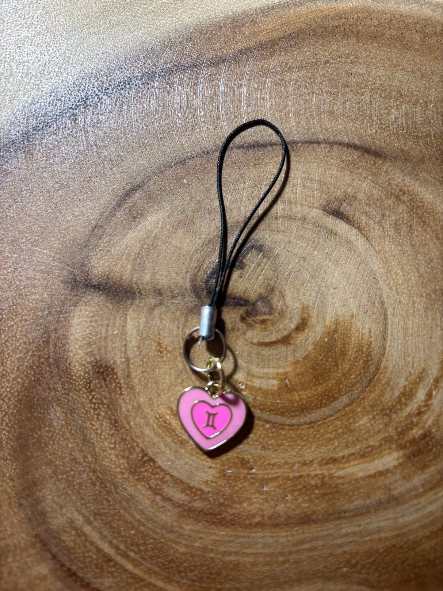 Gemini Zodiac Heart Phone Charm