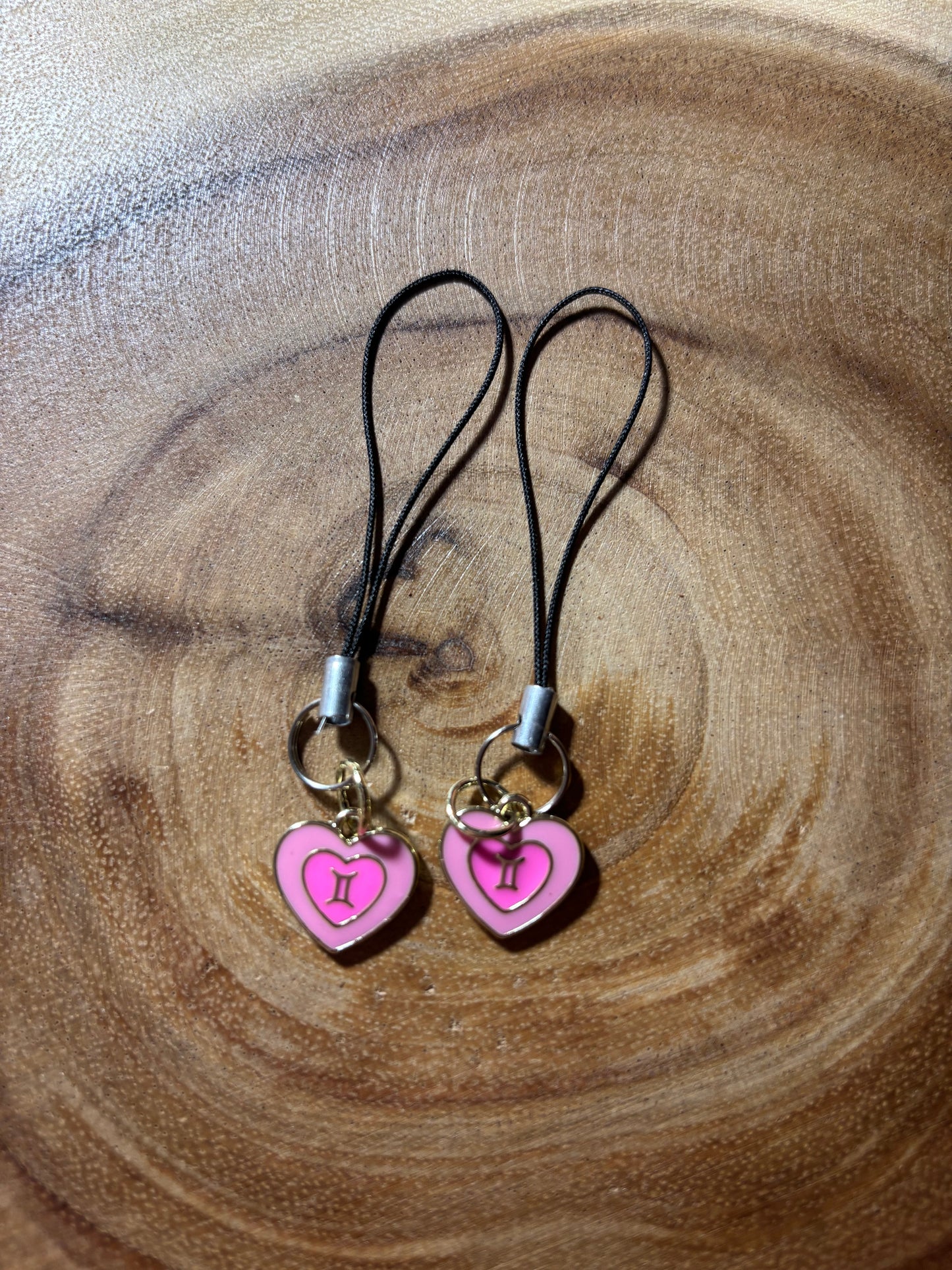 Gemini Zodiac Heart Phone Charm