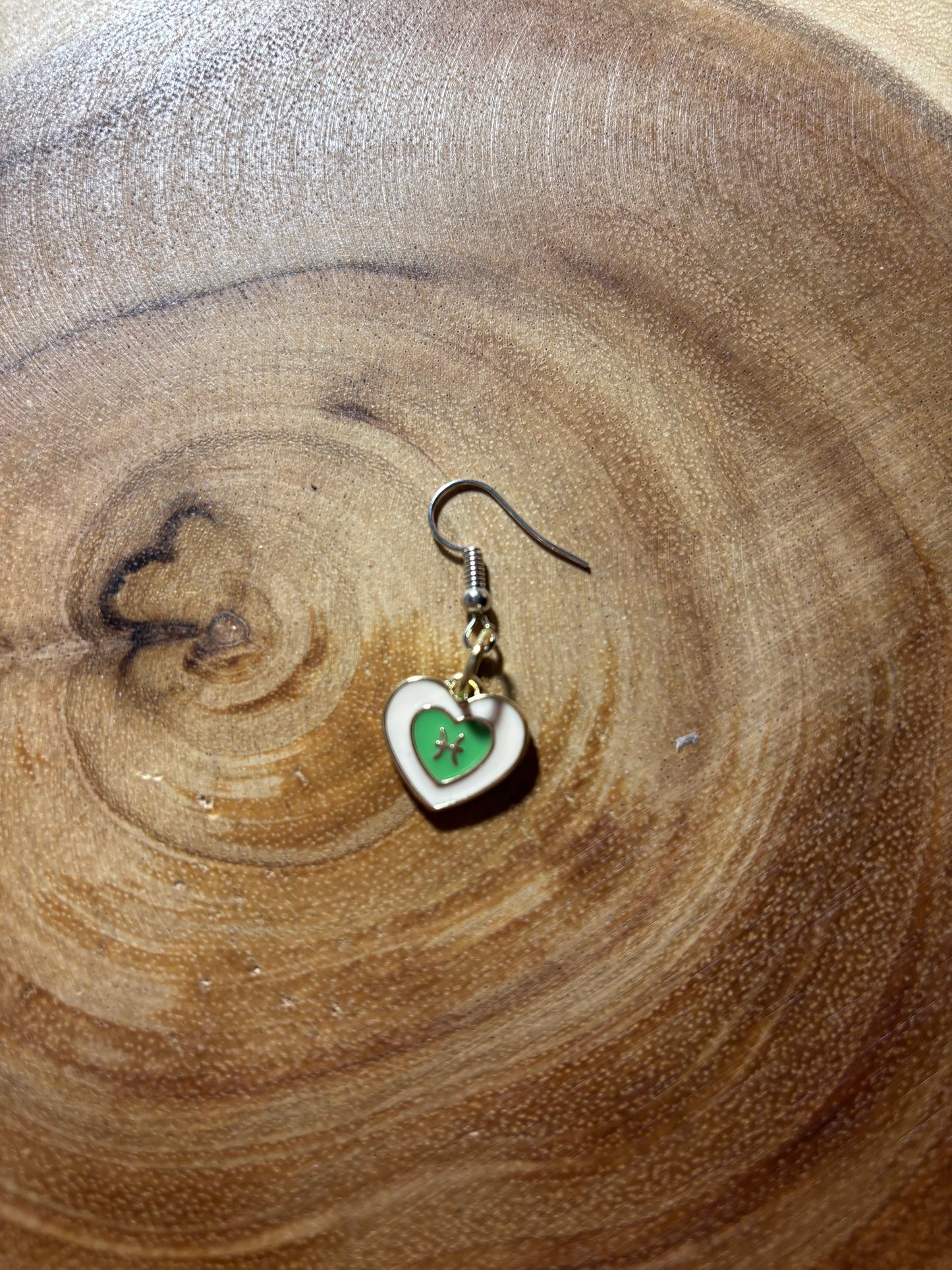 Pisces Zodiac Heart Earrings (Sold as a Pair)