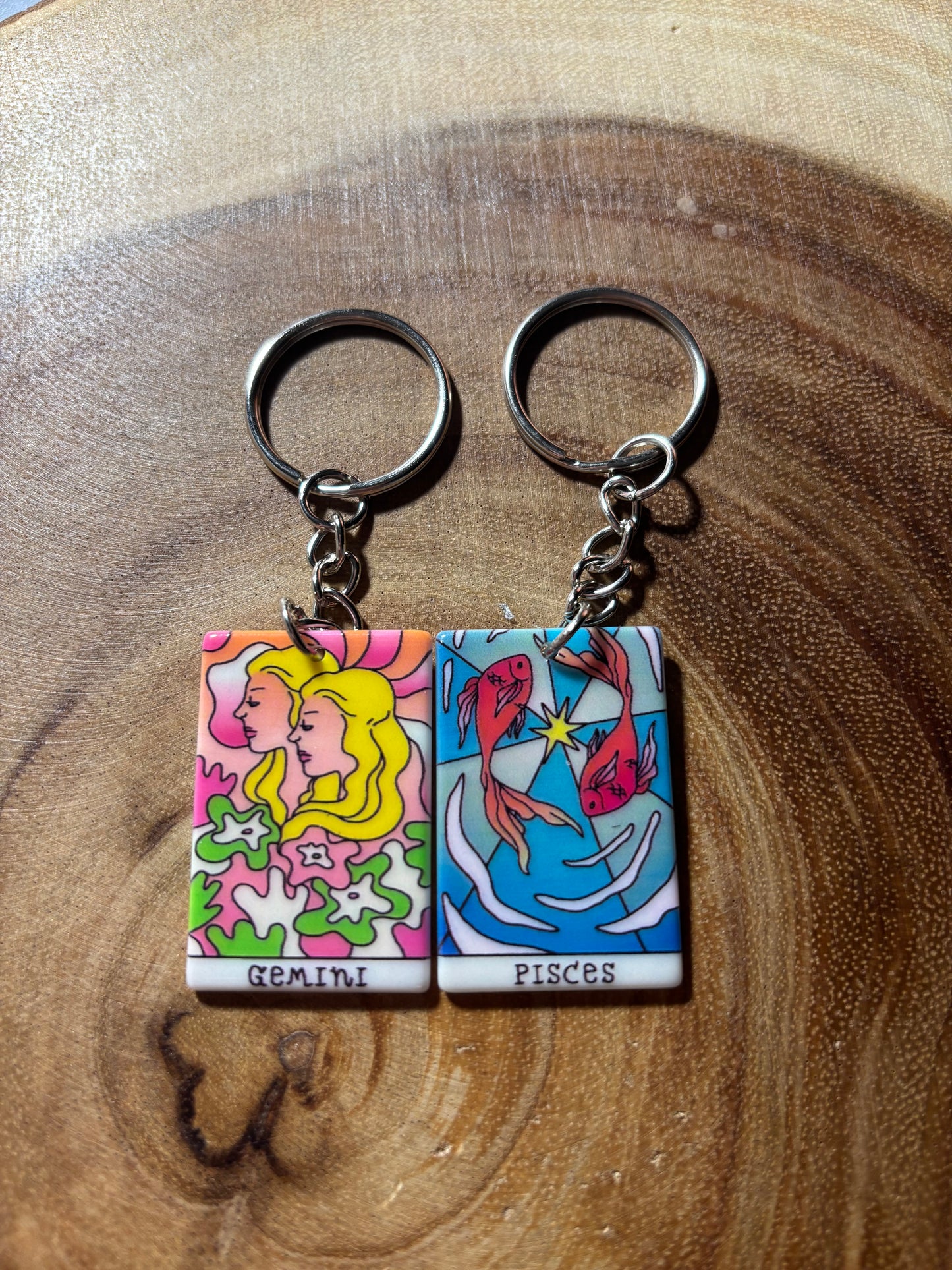 Zodiac Tarot Card Keychains