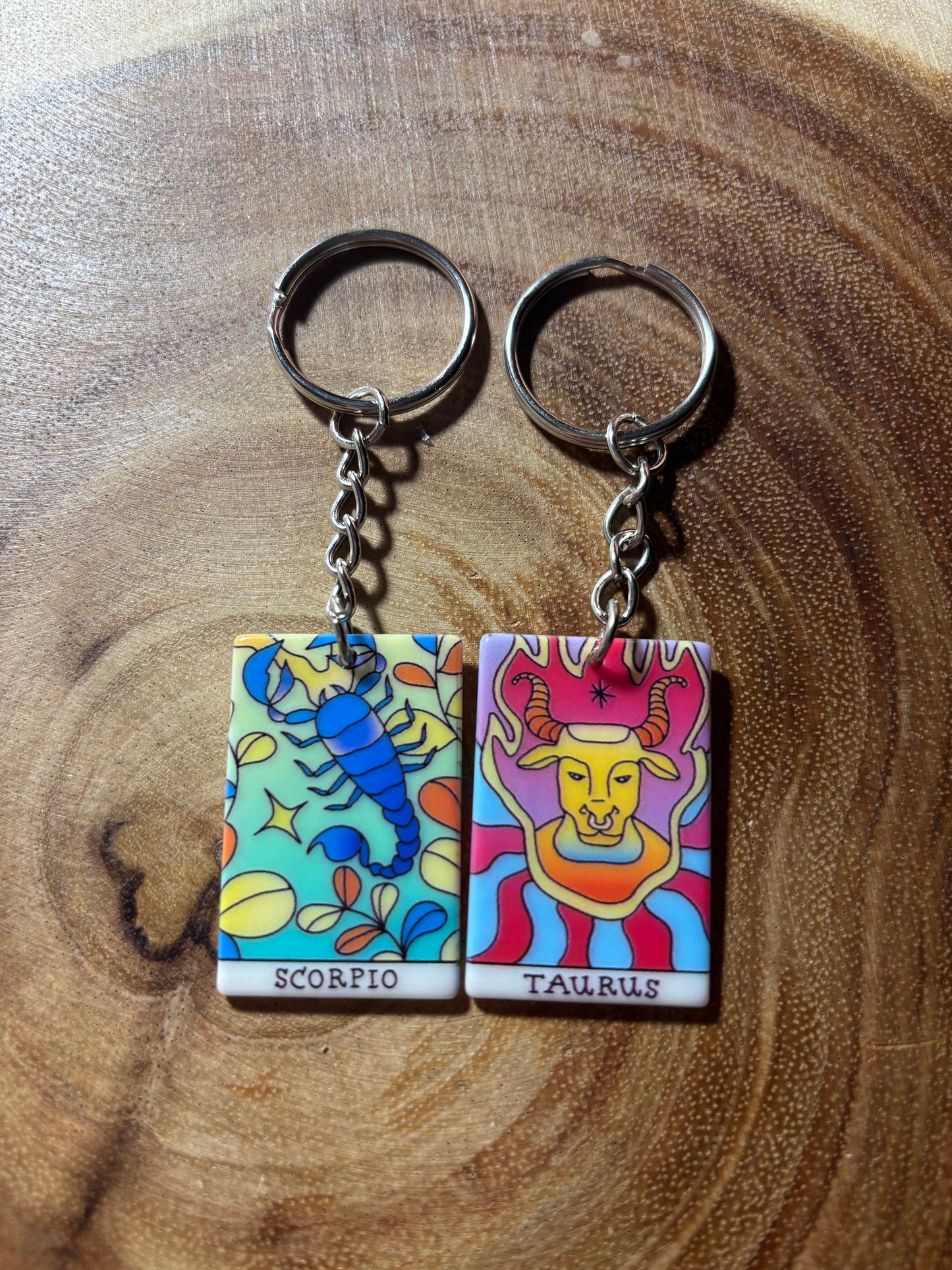 Zodiac Tarot Card Keychains