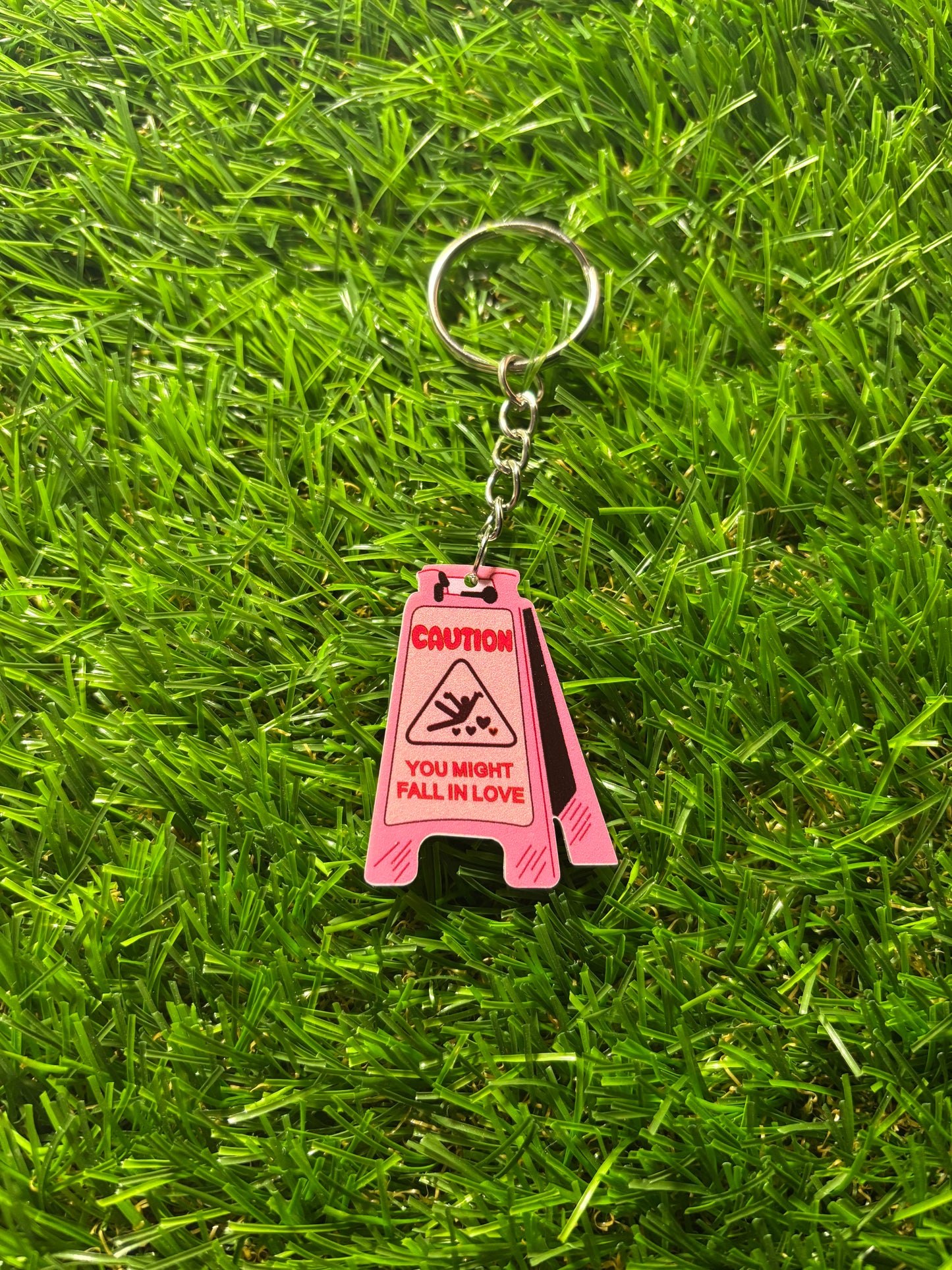 Caution! You May Fall In Love Keychain