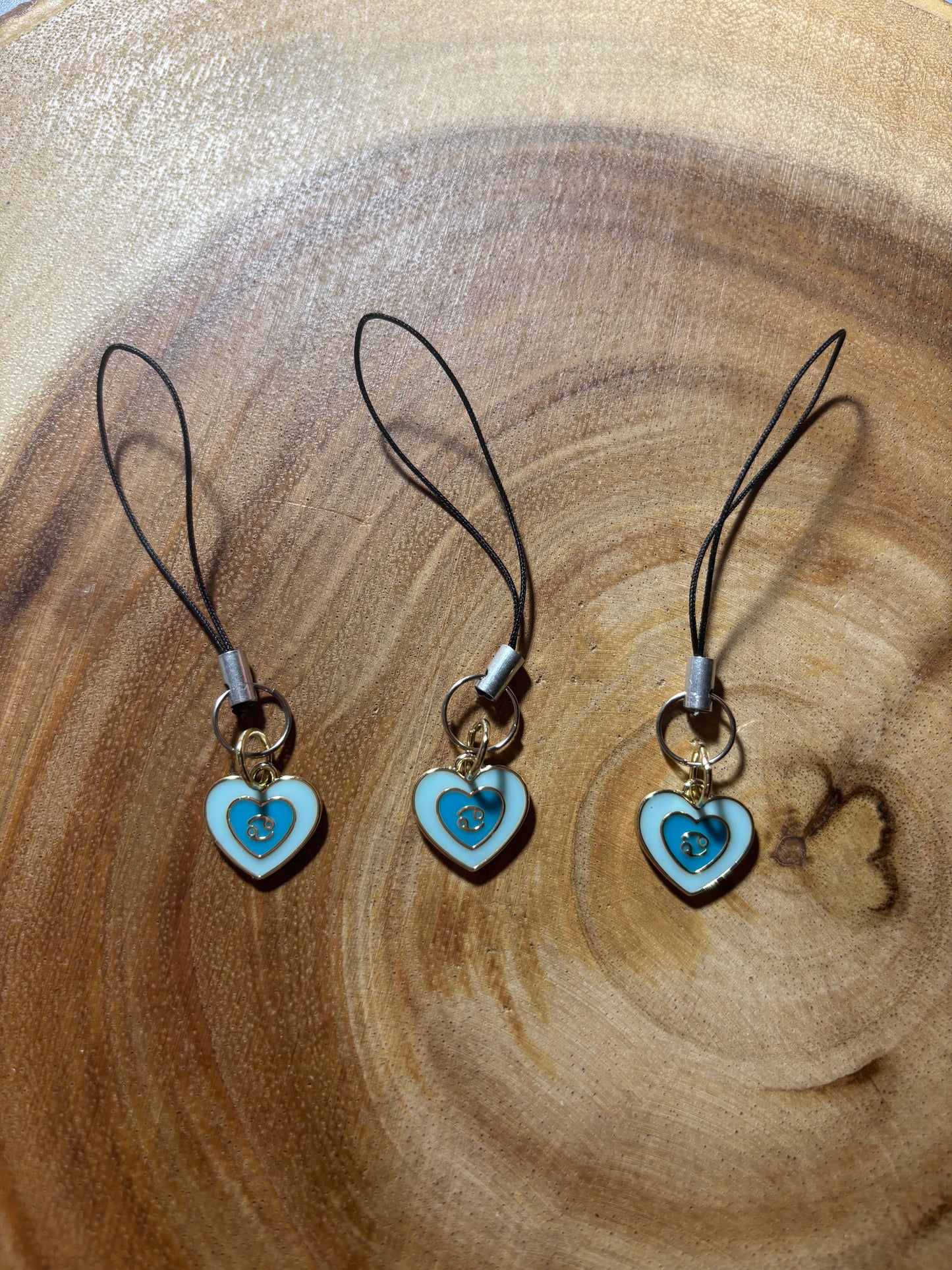 Cancer Zodiac Heart Phone Charm