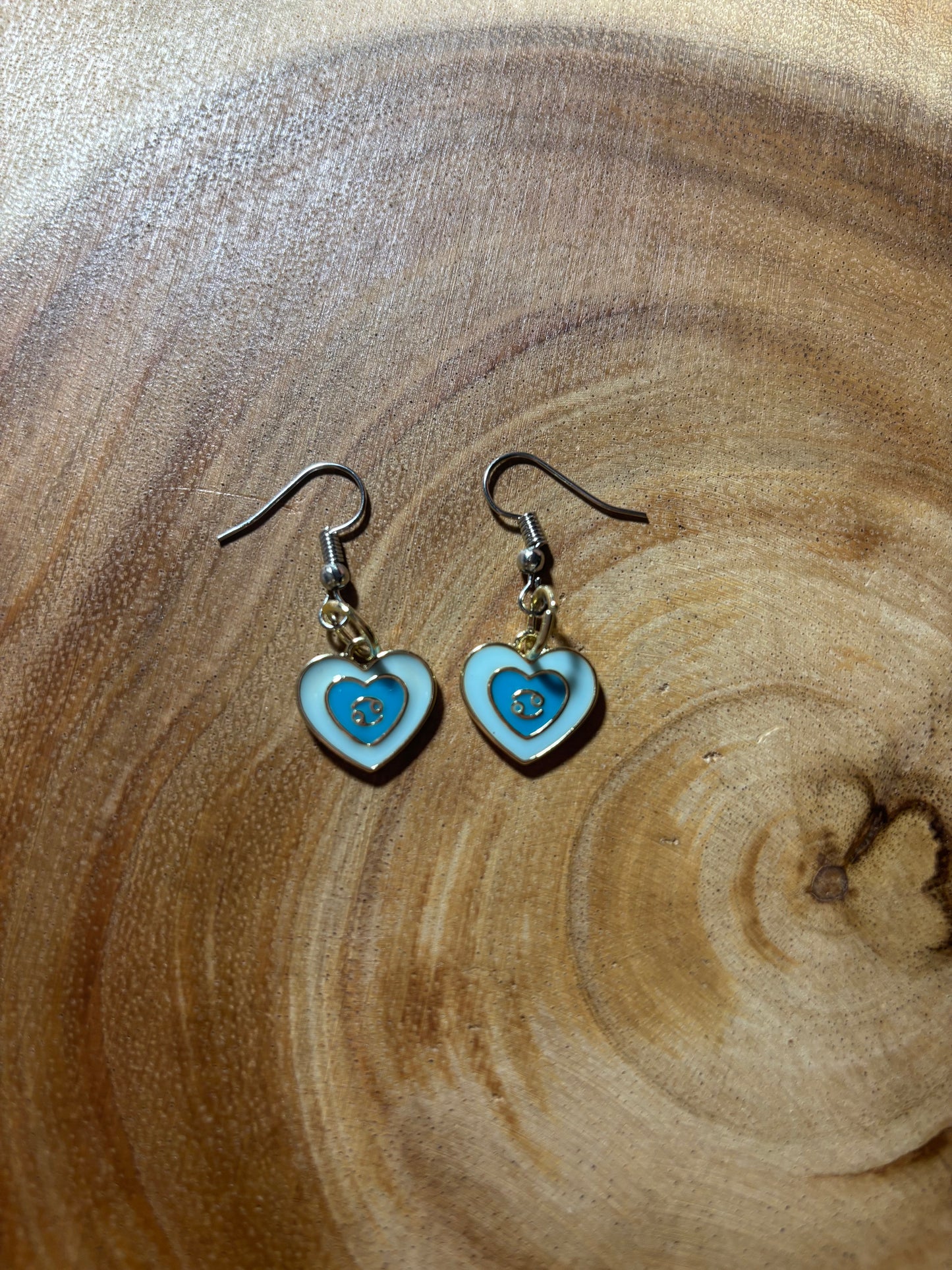 Cancer Zodiac Heart Earrings