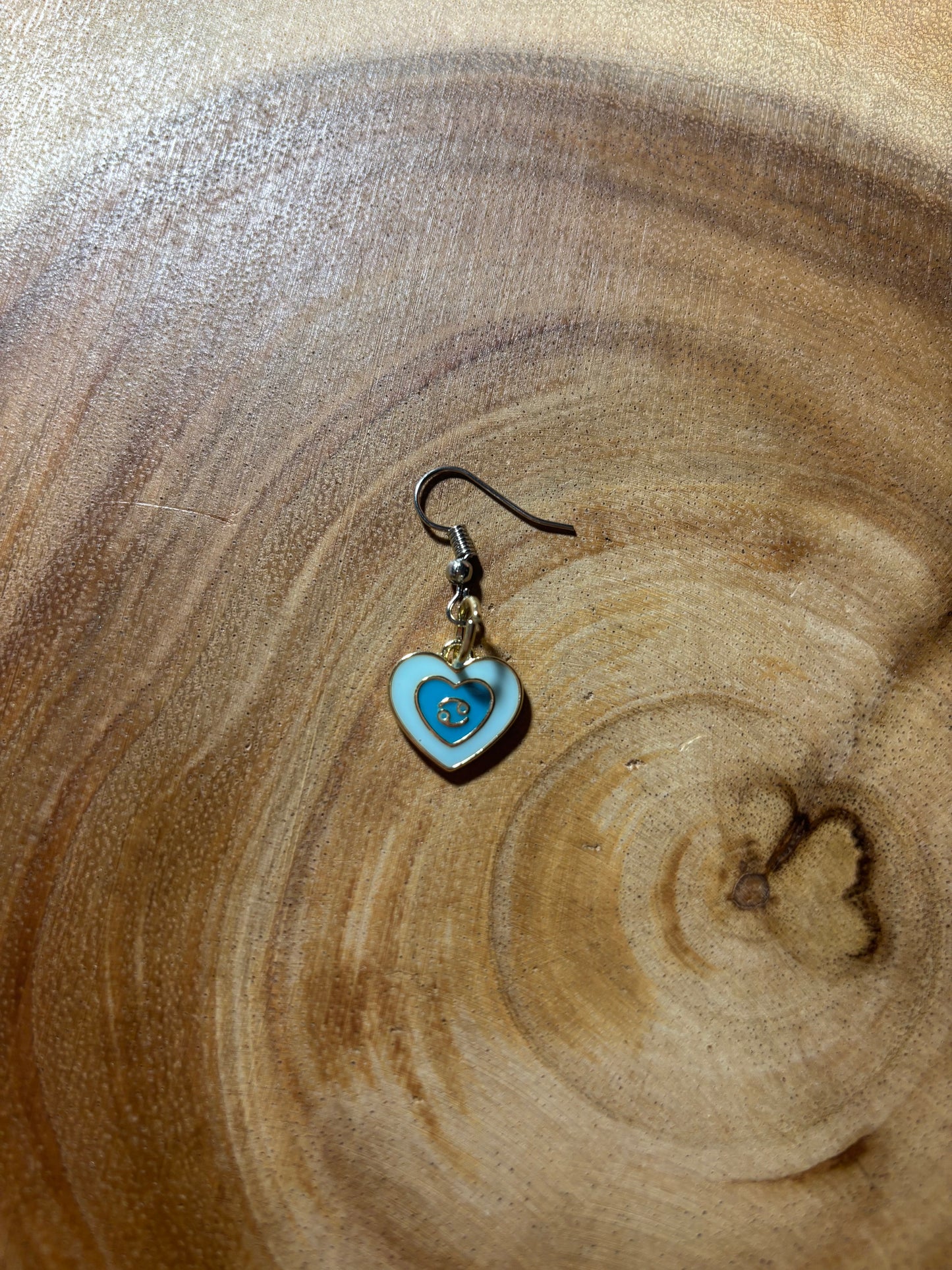 Cancer Zodiac Heart Earrings